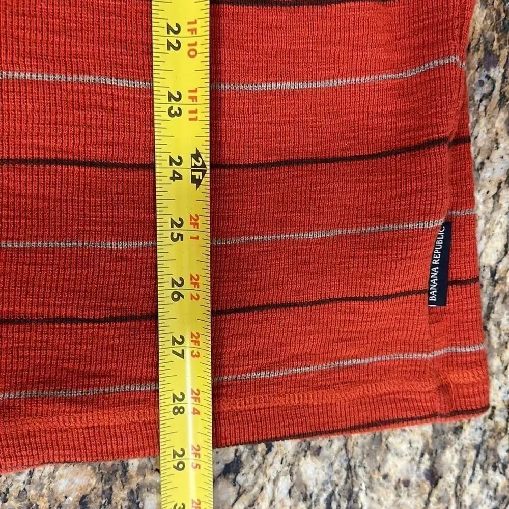❤️Last Chance Banana Republic Cotton Orange Striped Long Sleeve Shirt Size XXL